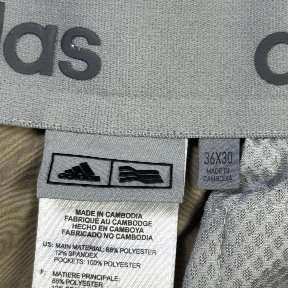 Adidas Golf Chino Pants Mens 36x28 Beige Microfiber Stretch Pockets Flat Front